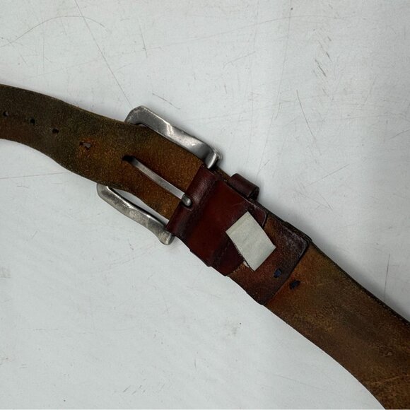 Vintage Fossil Mens Brown Genuine Leather Buckle Belt Size 34 Classic Casual - Picture 5 of 9